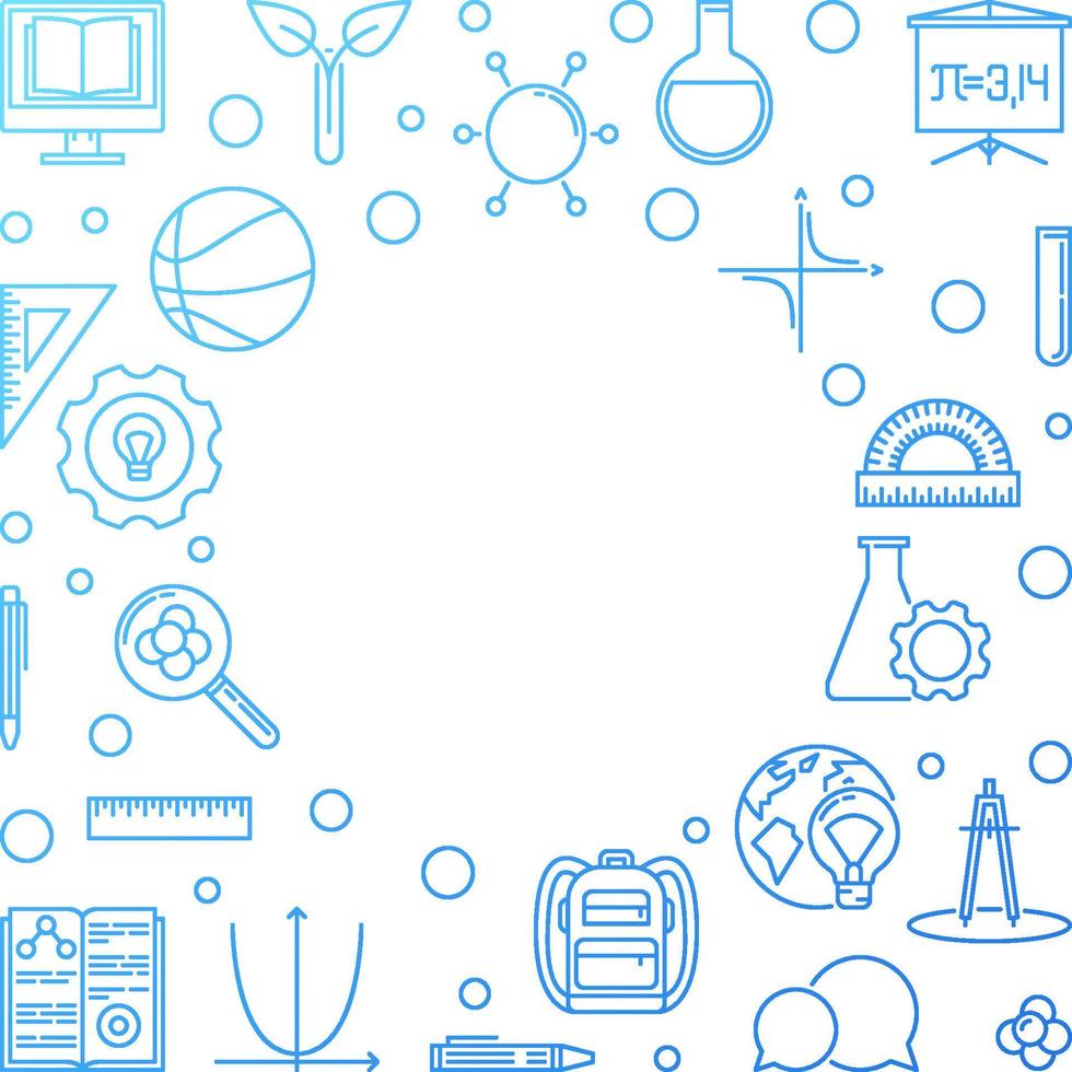 School concept blue outline frame - vector illustration