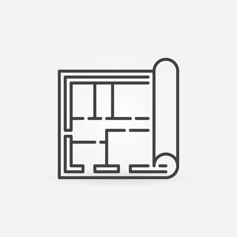 House Plan or Blueprint vector thin line concept icon