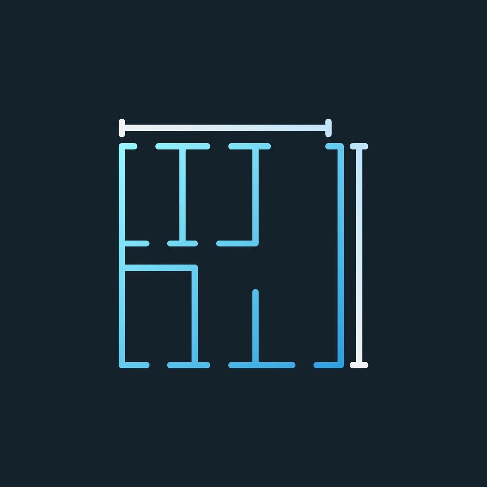 Apartment plan vector concept linear blue icon or symbol