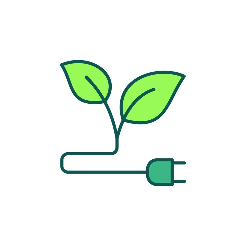 Eco Plug with Leaves colored icon - Green Energy sign vector