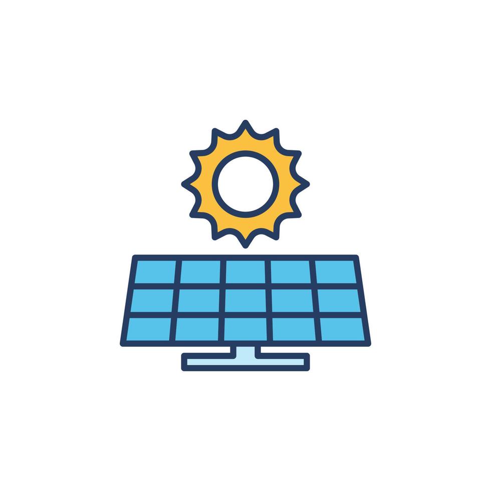 Sun and Solar Panel vector Energy concept colored icon