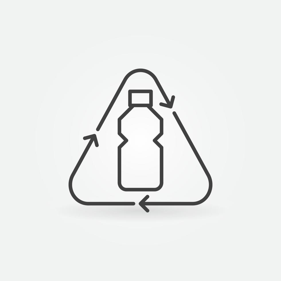 icono de concepto de vector lineal de botella de plástico de reciclaje