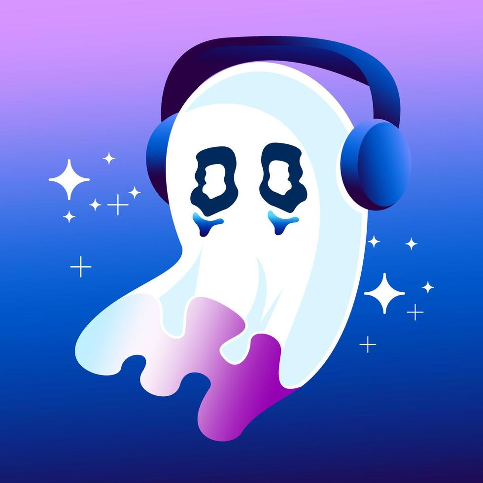 Premium vector l ghost vector sad cute music.