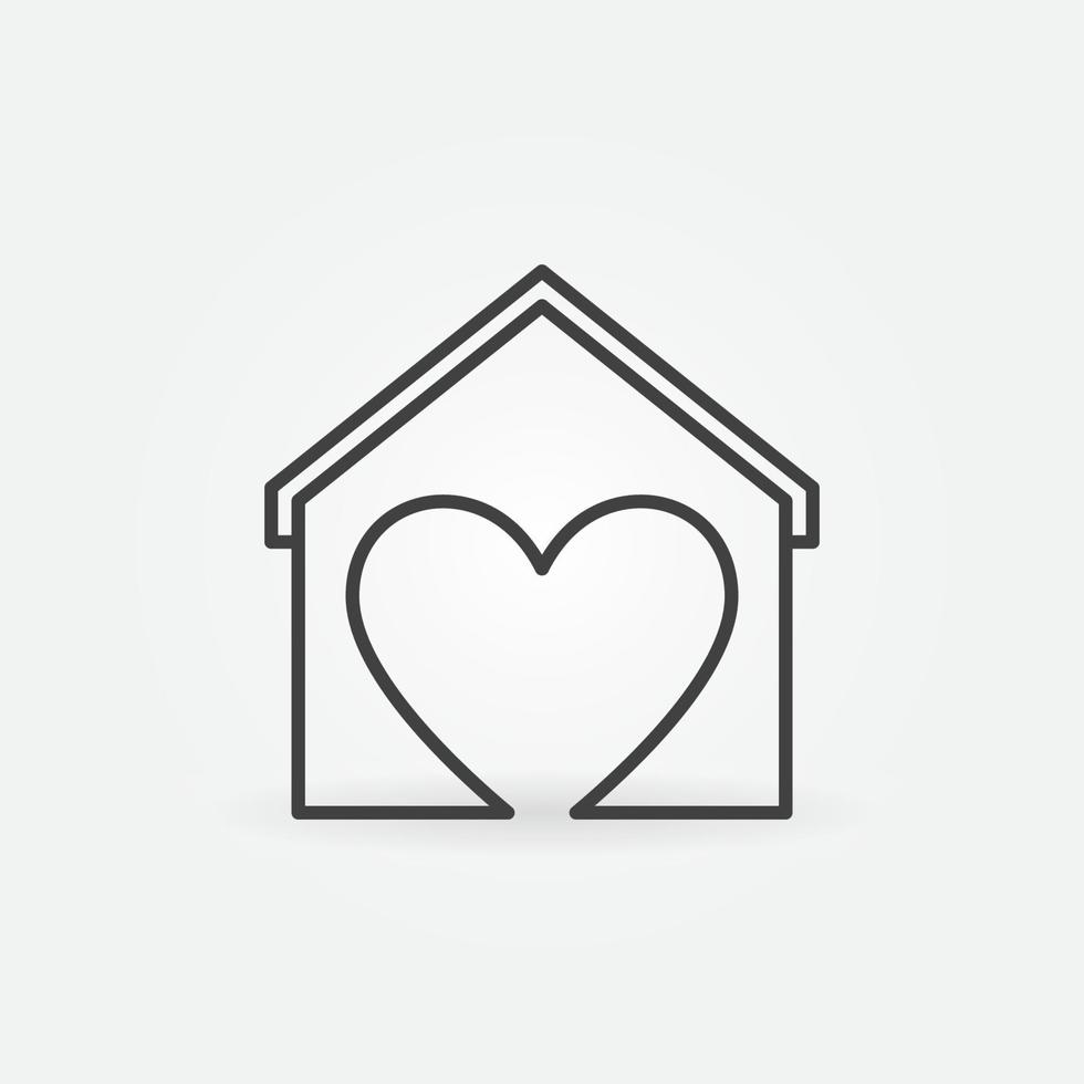 Heart with House vector line icon. Stay at Home vector sign
