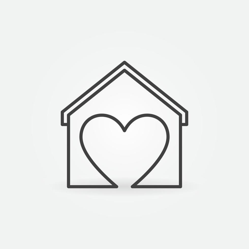 Heart with House vector line icon. Stay at Home vector sign