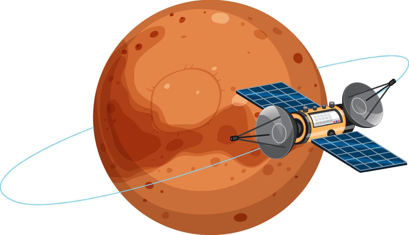 Mars planet with satellite vector