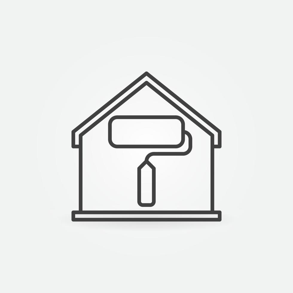 House with Paint Roller inside linear vector icon
