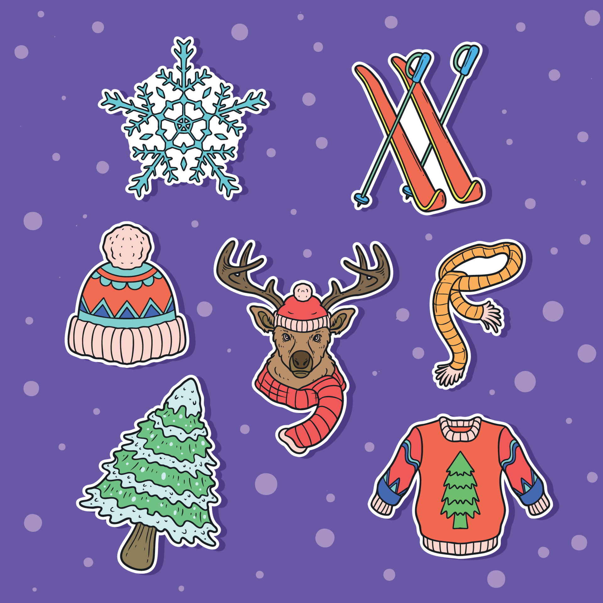 Winter Sticker Set 13092586 Vector Art at Vecteezy