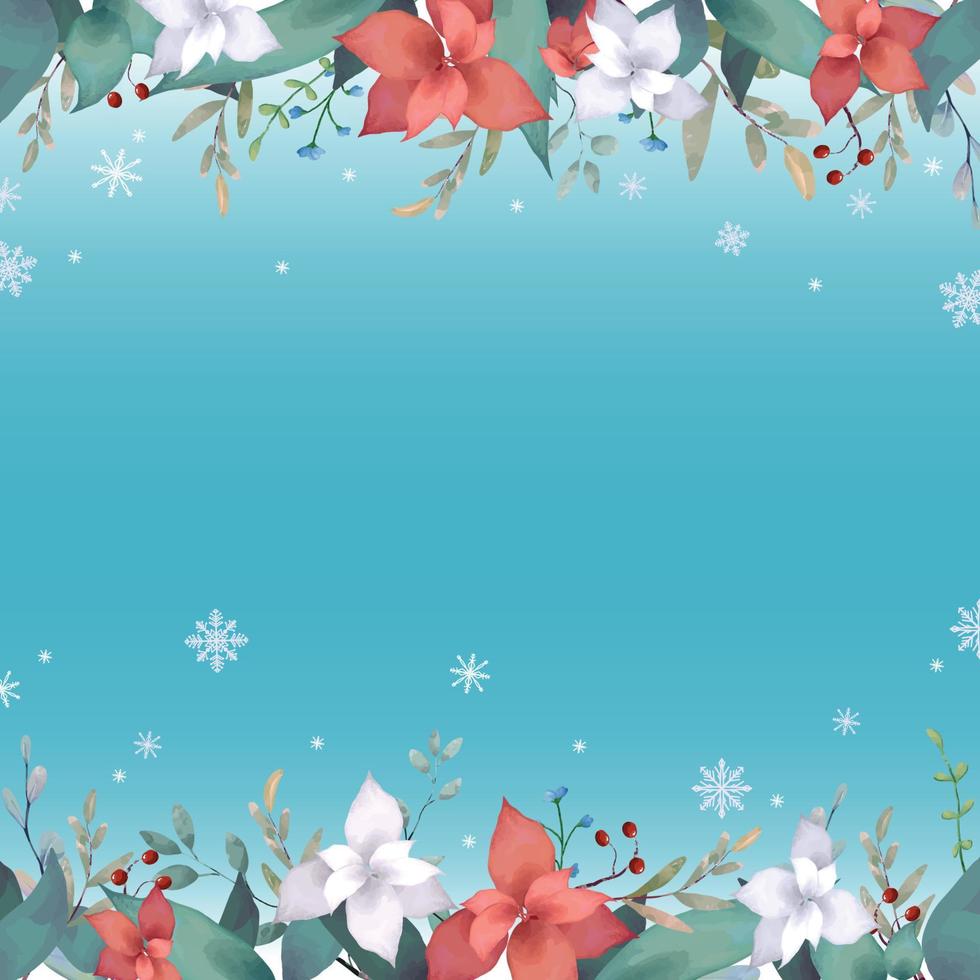 Beautiful Floral Winter Border With Snowflakes vector