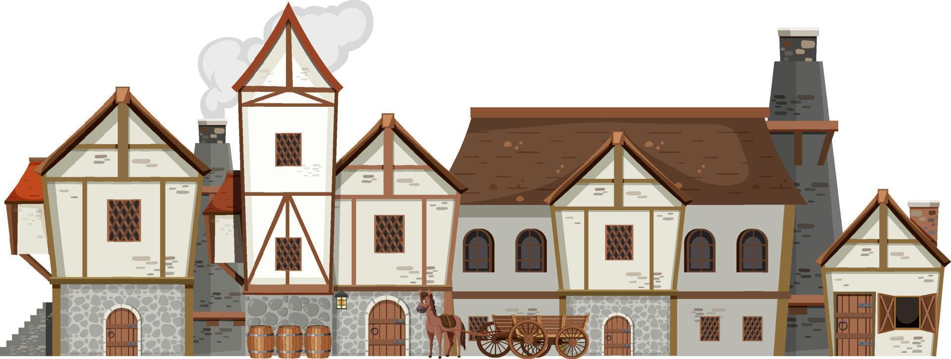 Medieval ancient building on white background vector