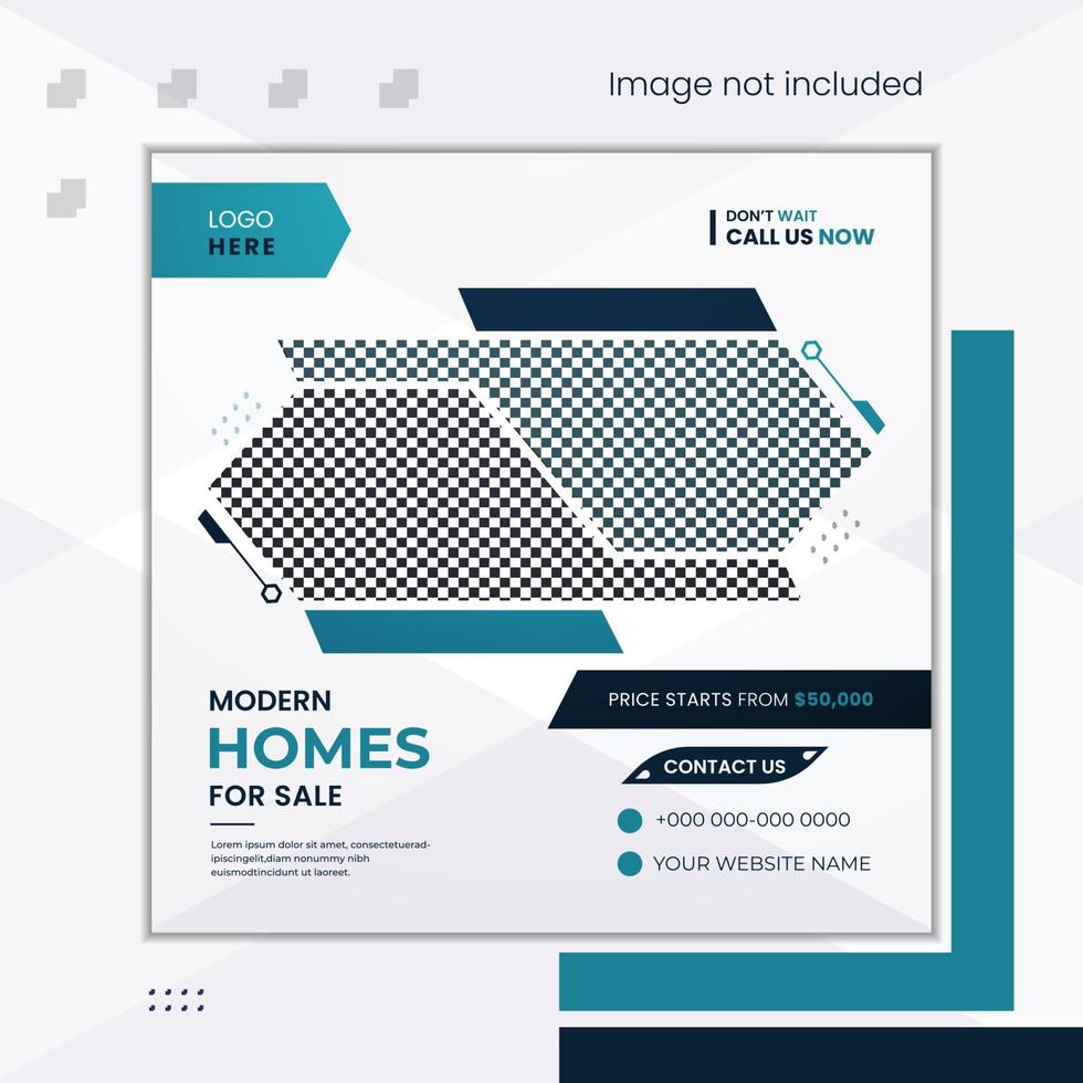 Modern Home for sale real estate social media post design set with creative shapes vector