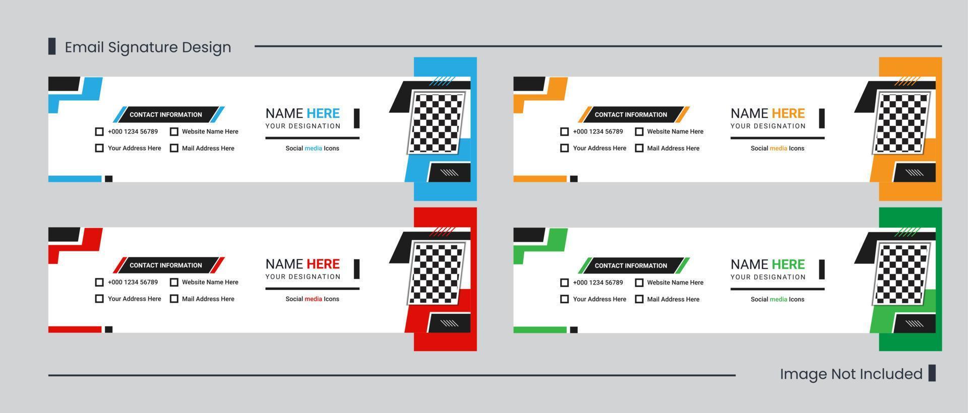 PrintStylish promotional Email signature template design or email footer with minimal shapes vector