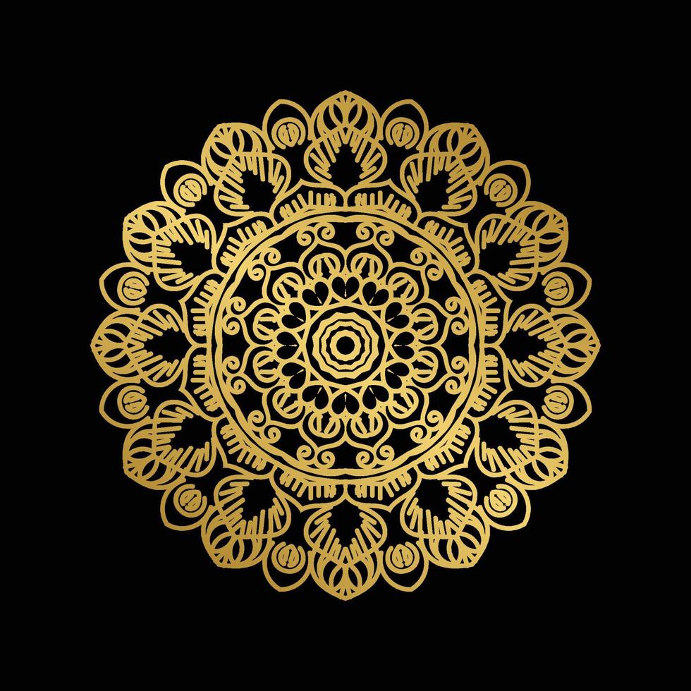 luxury gold ornamental mandala design background in Black vector