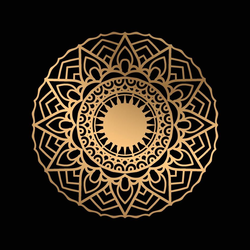 Elegant background with gold luxury floral pattern texture and traditional arabian mandala concept, use for islamic ramadan banner design, business card greeting card, and poster design vector