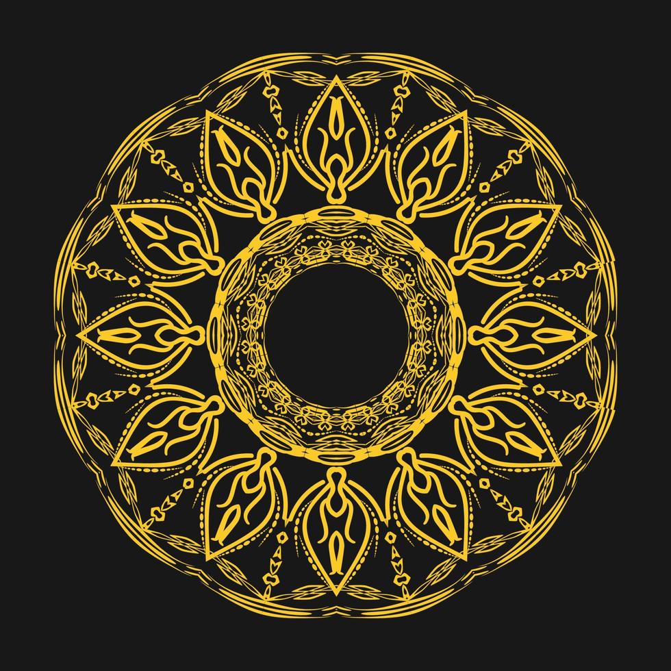 luxury golden ornamental mandala design background in black color vector