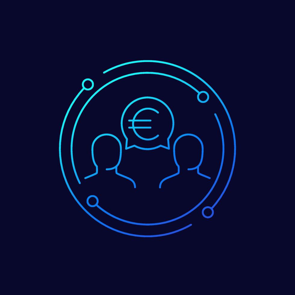 money discussion line icon with euro vector