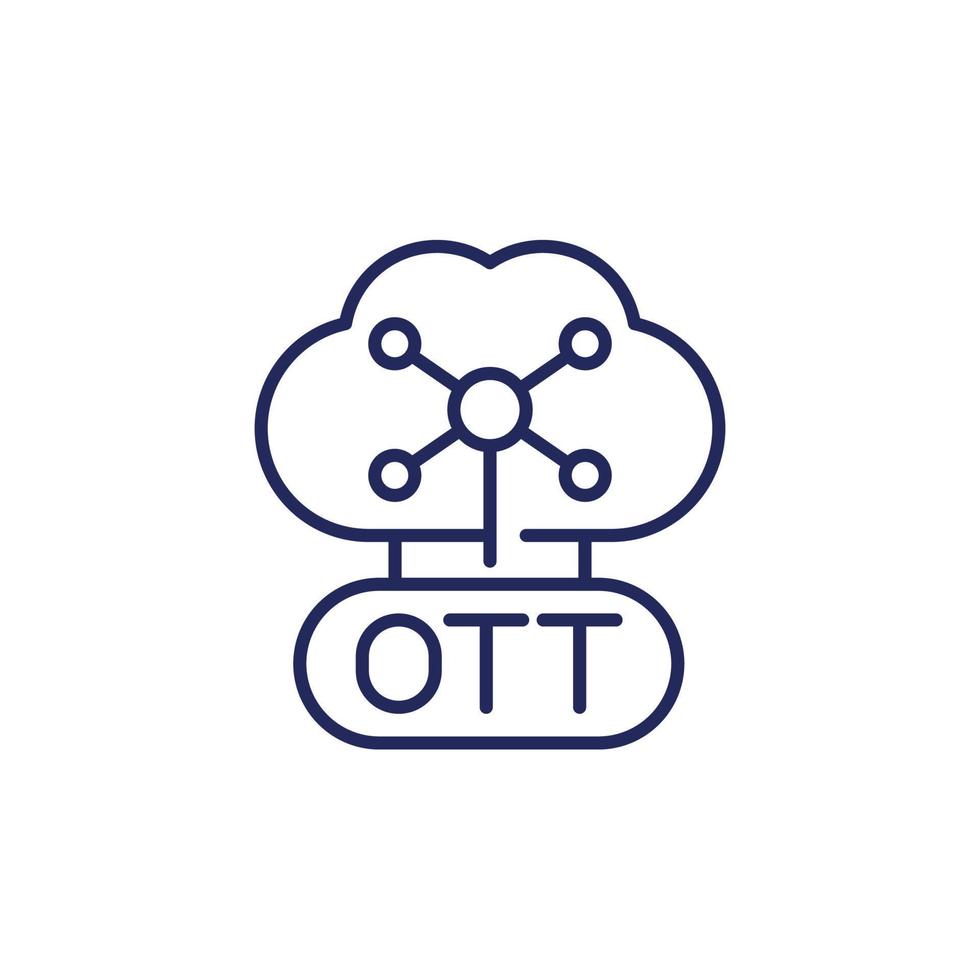 OTT platform line icon with a cloud vector