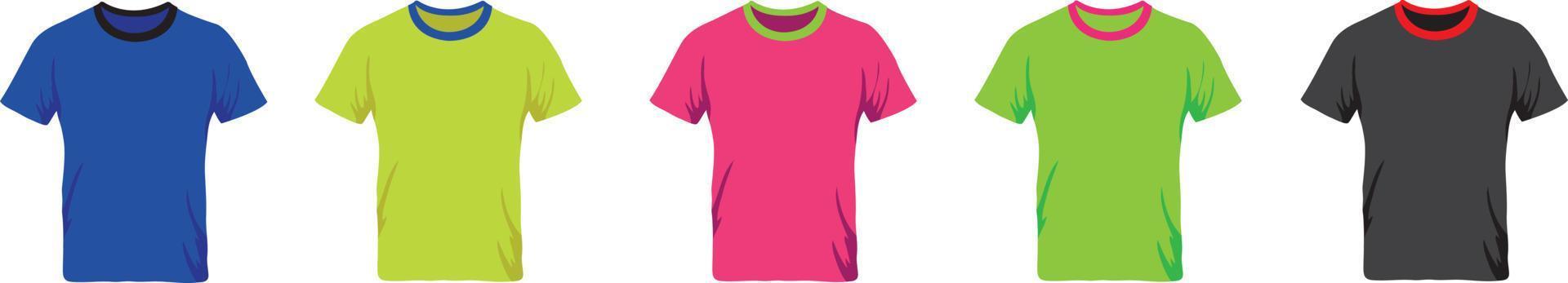 Set of Realistic colored t-shirt mockup. Red, green and blue men t shirt  clothes. Different colors sportswear template isolated. Vector illustration  13092980 Vector Art at Vecteezy