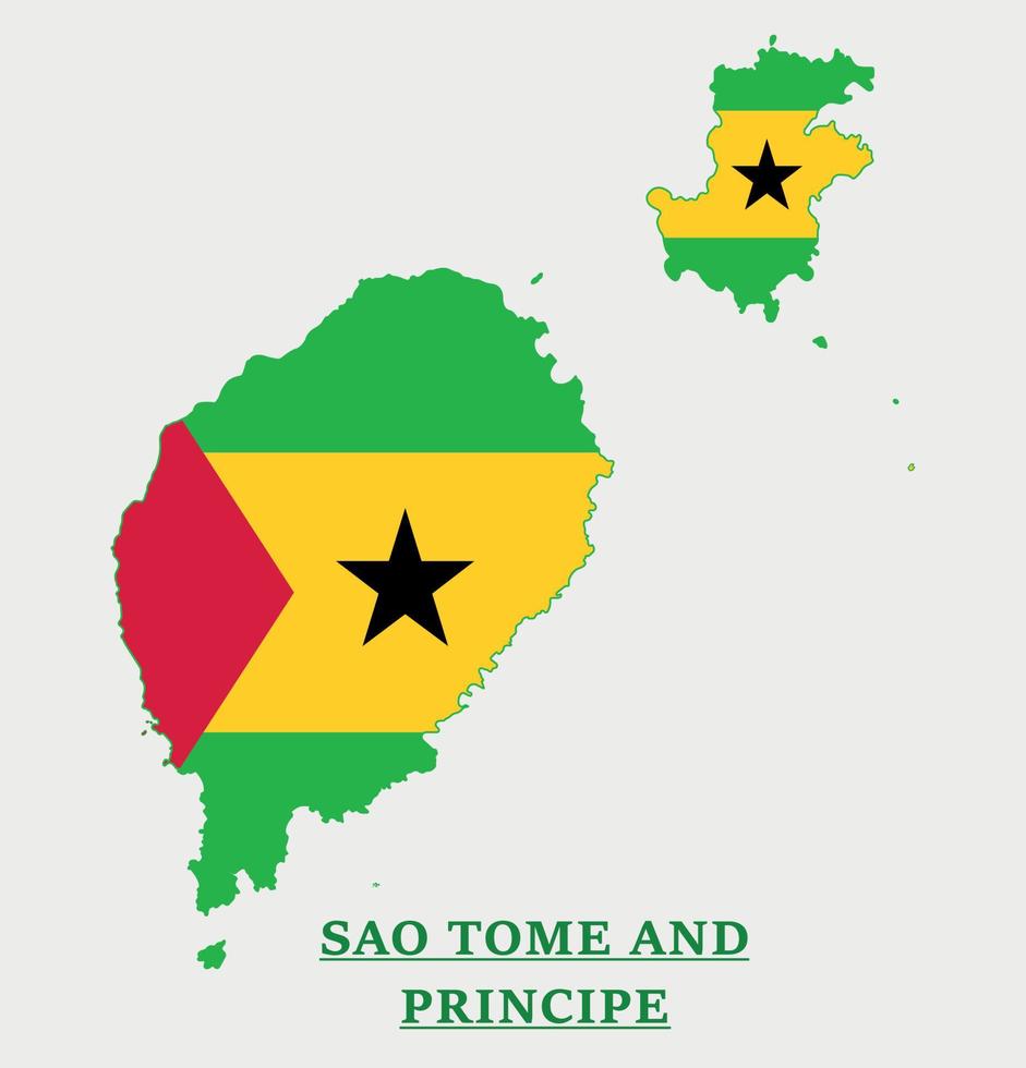 Sao Tome And Principe National Flag Map Design, Illustration Of Sao Tome Country Flag Inside The Map vector