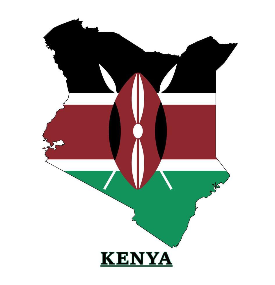 Kenya National Flag Map Design, Illustration Of Kenya Country Flag Inside The Map vector