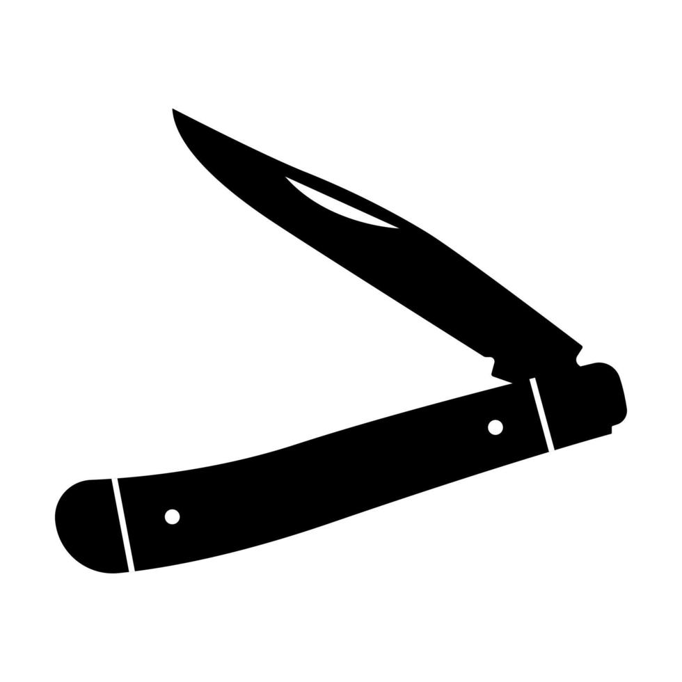 Folding Pocket Knife Silhouette, sharp blade jack knife Illustration. vector