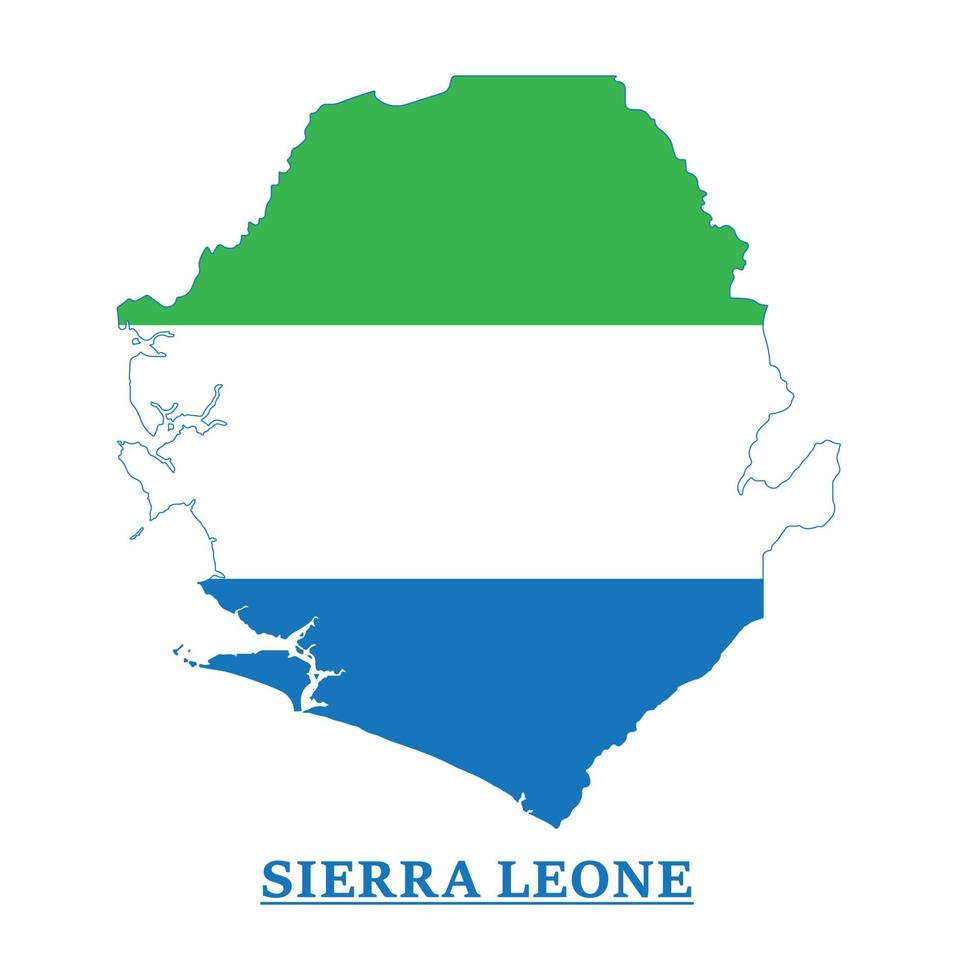 Sierra Leone National Flag Map Design, Illustration Of Sierra Leone Country Flag Inside The Map vector