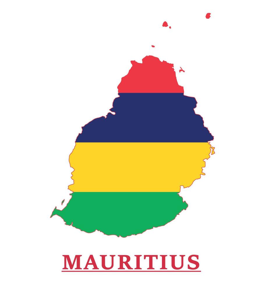 Mauritius National Flag Map Design, Illustration Of Mauritius Country Flag Inside The Map vector