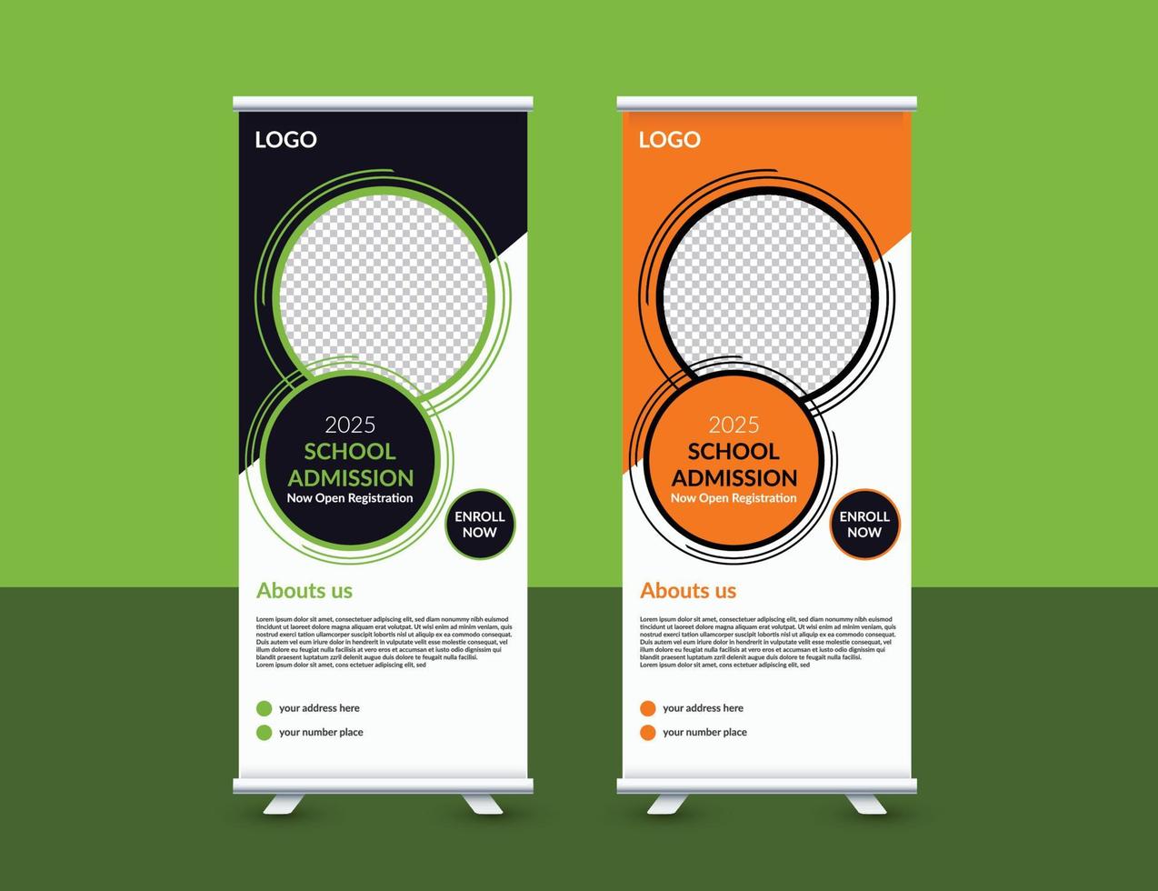 School admission admission roll up banner post template for school, college, university, coaching center vector template design..eps
