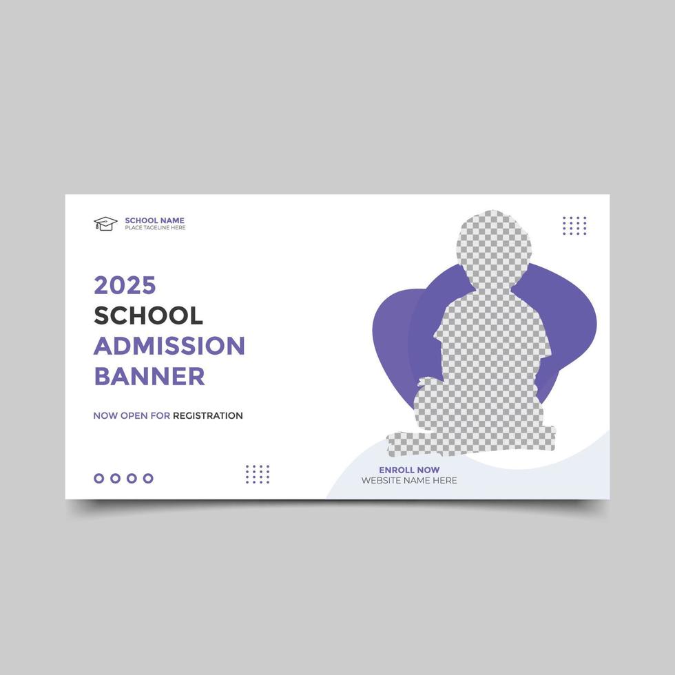 plantilla de banner web horizontal de admisión a la escuela para junior y senior high school.eps vector