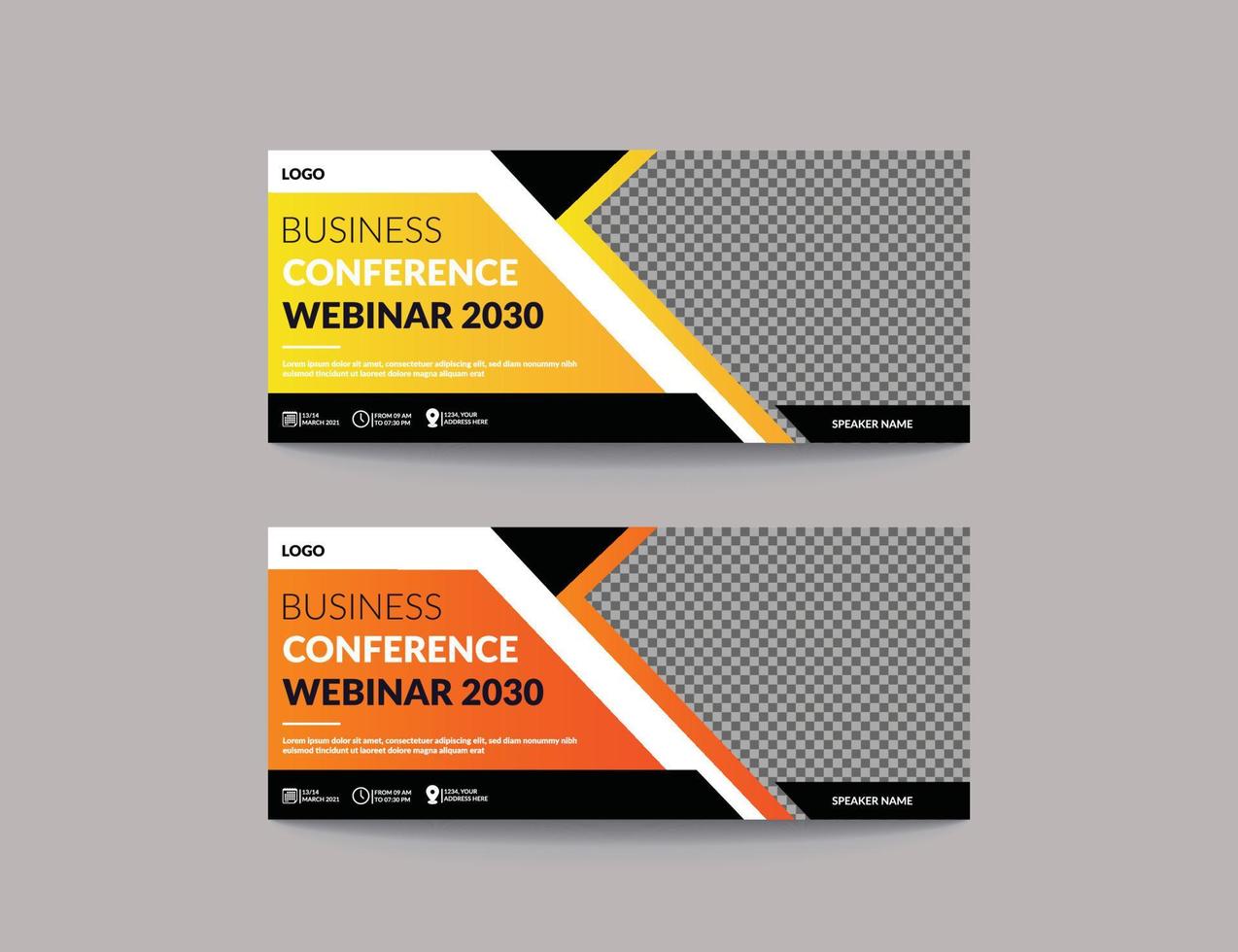Conference banner or Social media square banner design.online Business live conference and live webinar banner design..eps vector