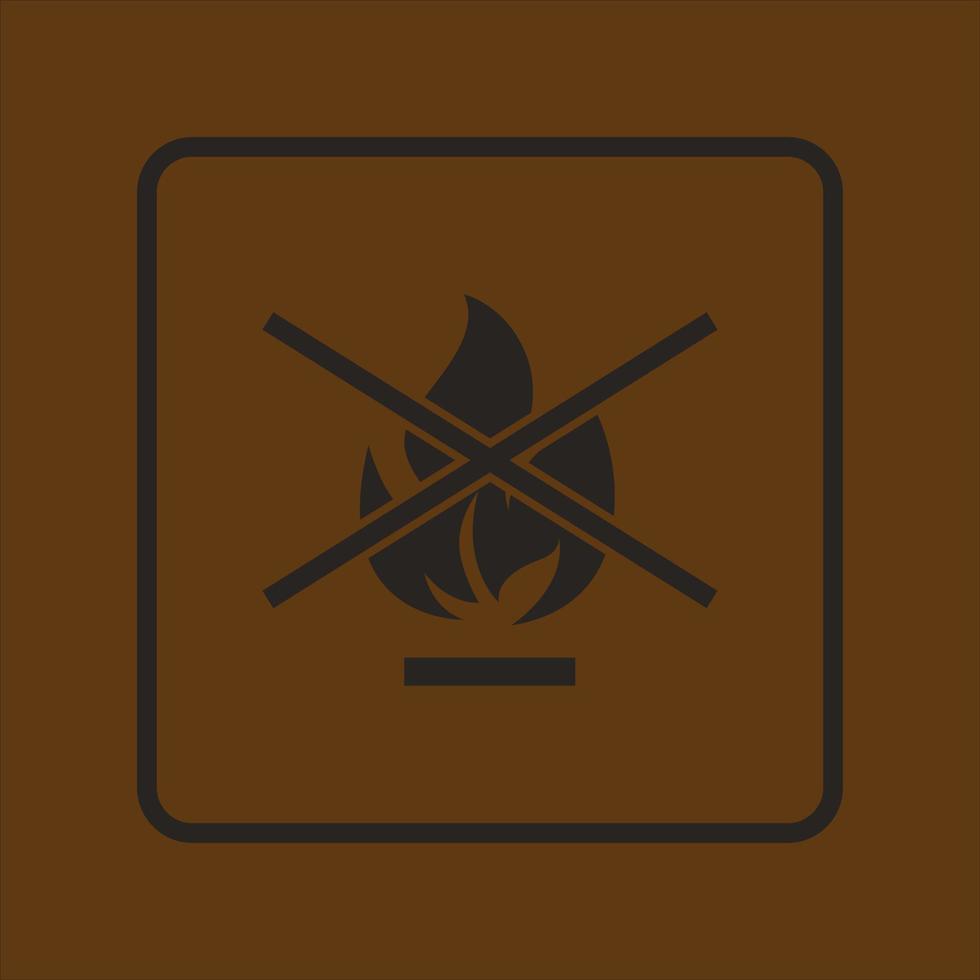 Stop fire icon. Flat black pictogram. Vector illustration. Flat web mobile icon. Sign, symbol, element design. brown background