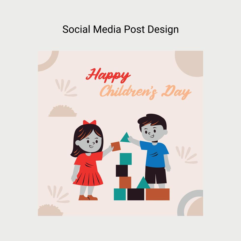 feliz publicación del día del niño para las redes sociales vector