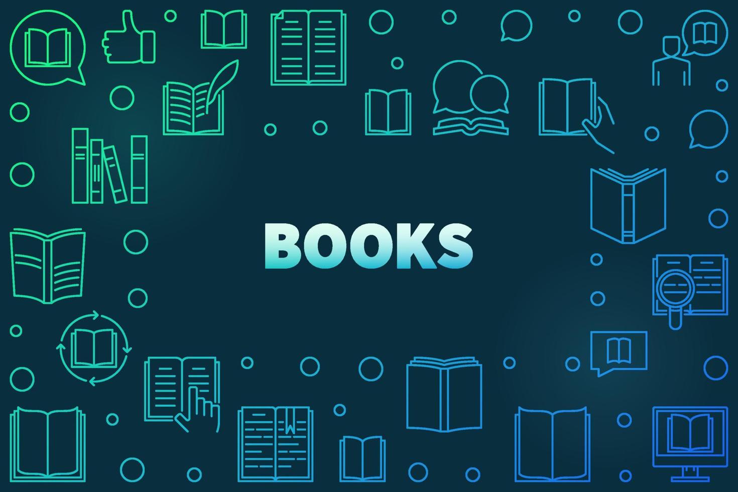 Books colorful frame made with book linear icons vector