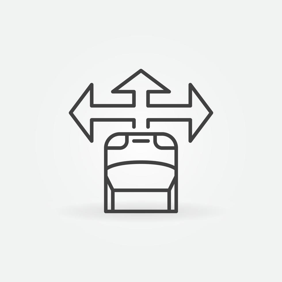 Car with Arrow vector line icon. Driverless Car symbol