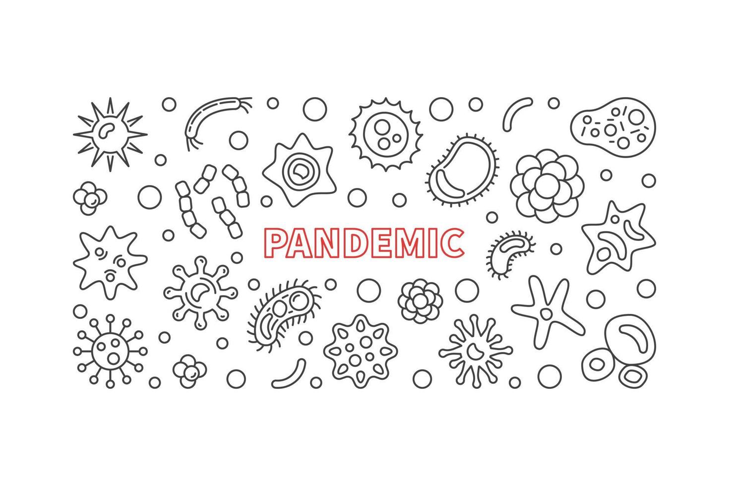 Pandemic vector concept simple linear horizontal illustration