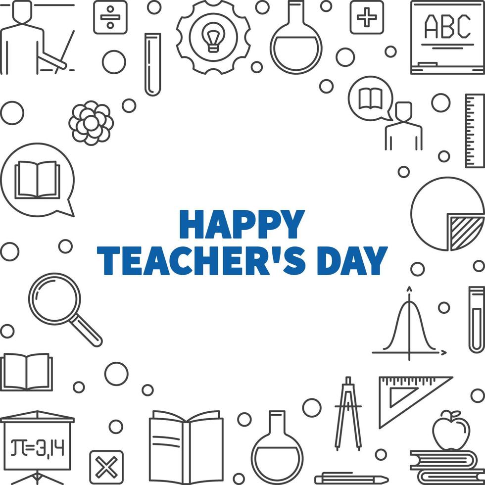 Vector Happy Teacher's Day outline illustration or frame