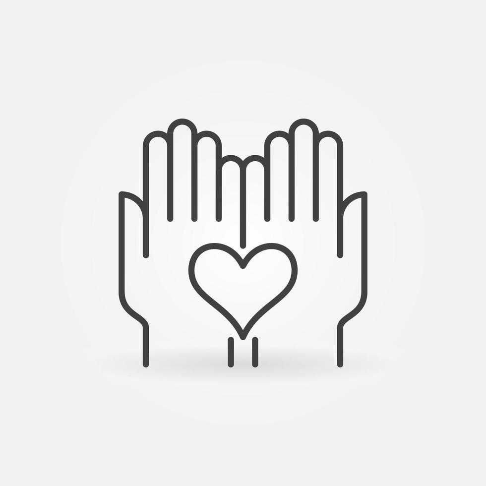 Heart in Hands linear icon. Kindness vector line symbol 13093295 Vector