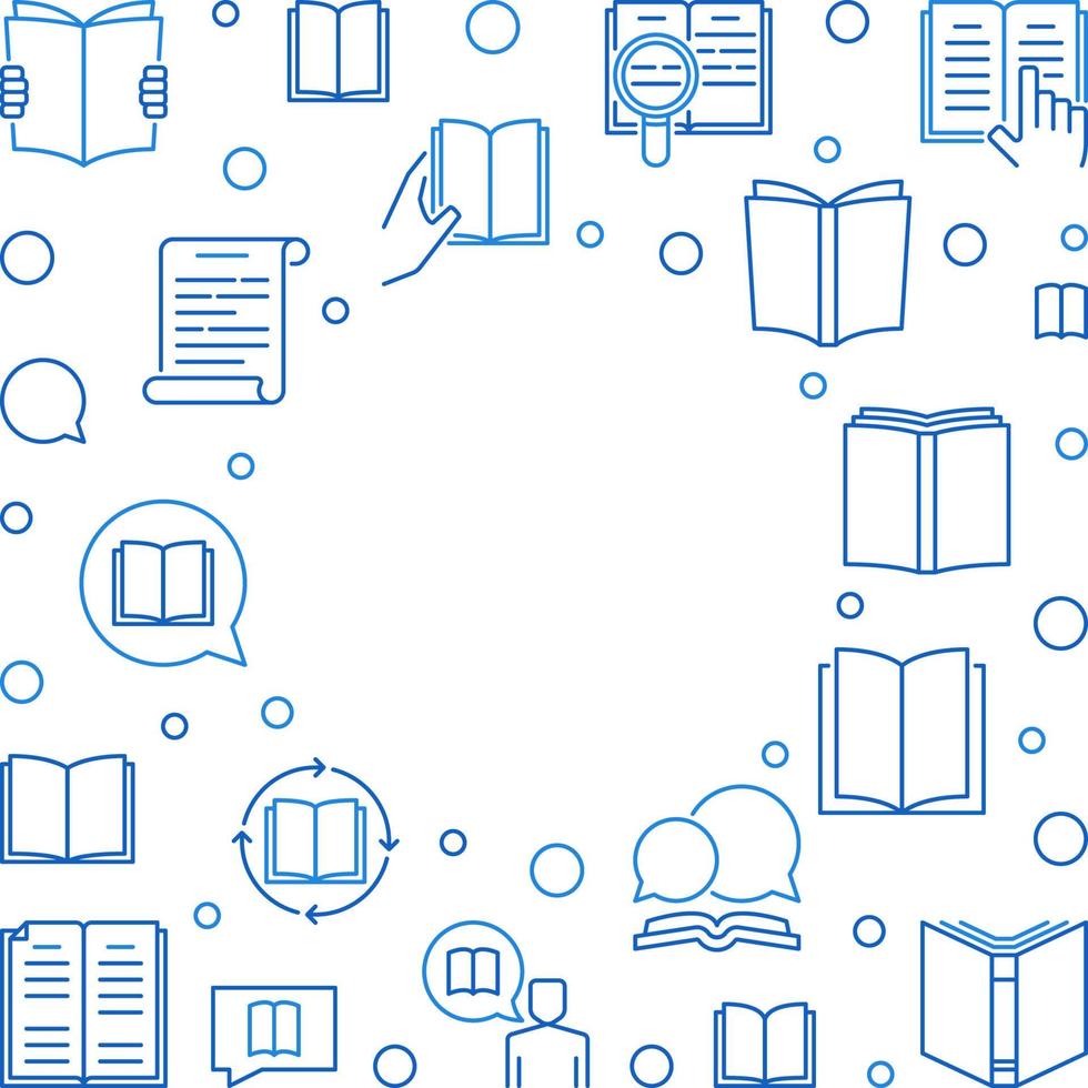 Books vector linear frame. Learning concept illustration