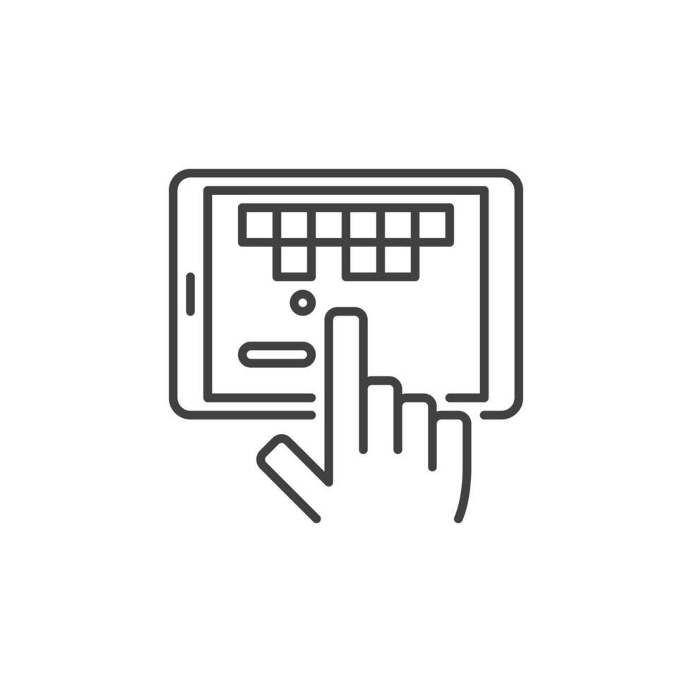 Tablet with Game vector line icon. Gaming tablet symbol