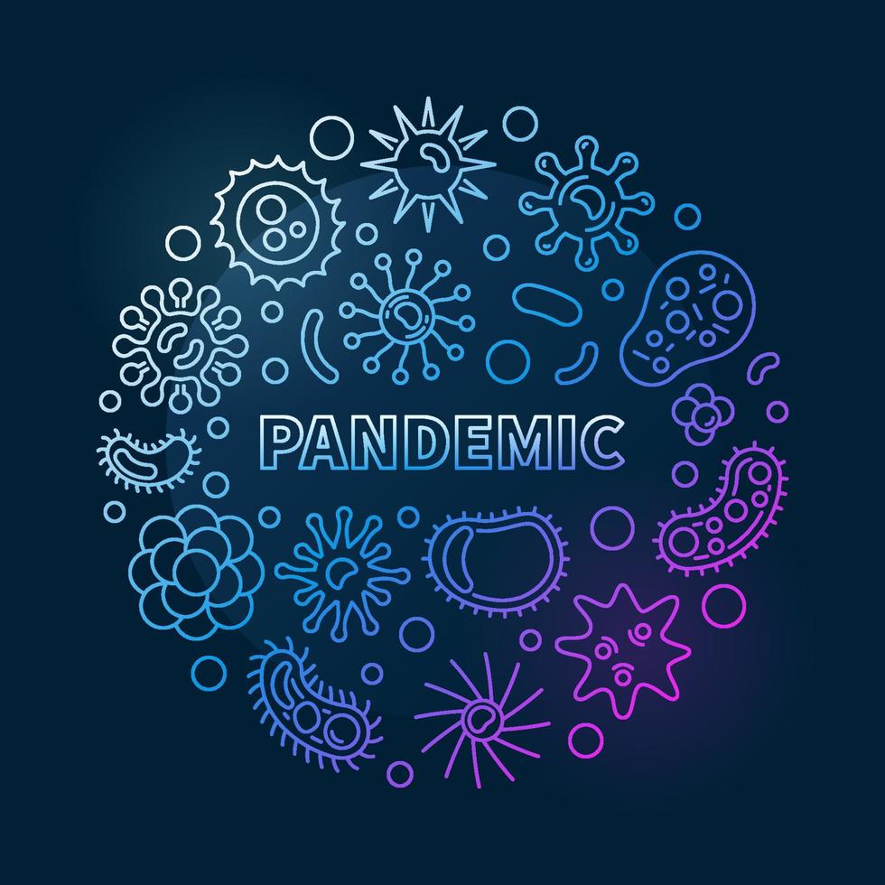 Vector Pandemic concept linear circular colored illustration