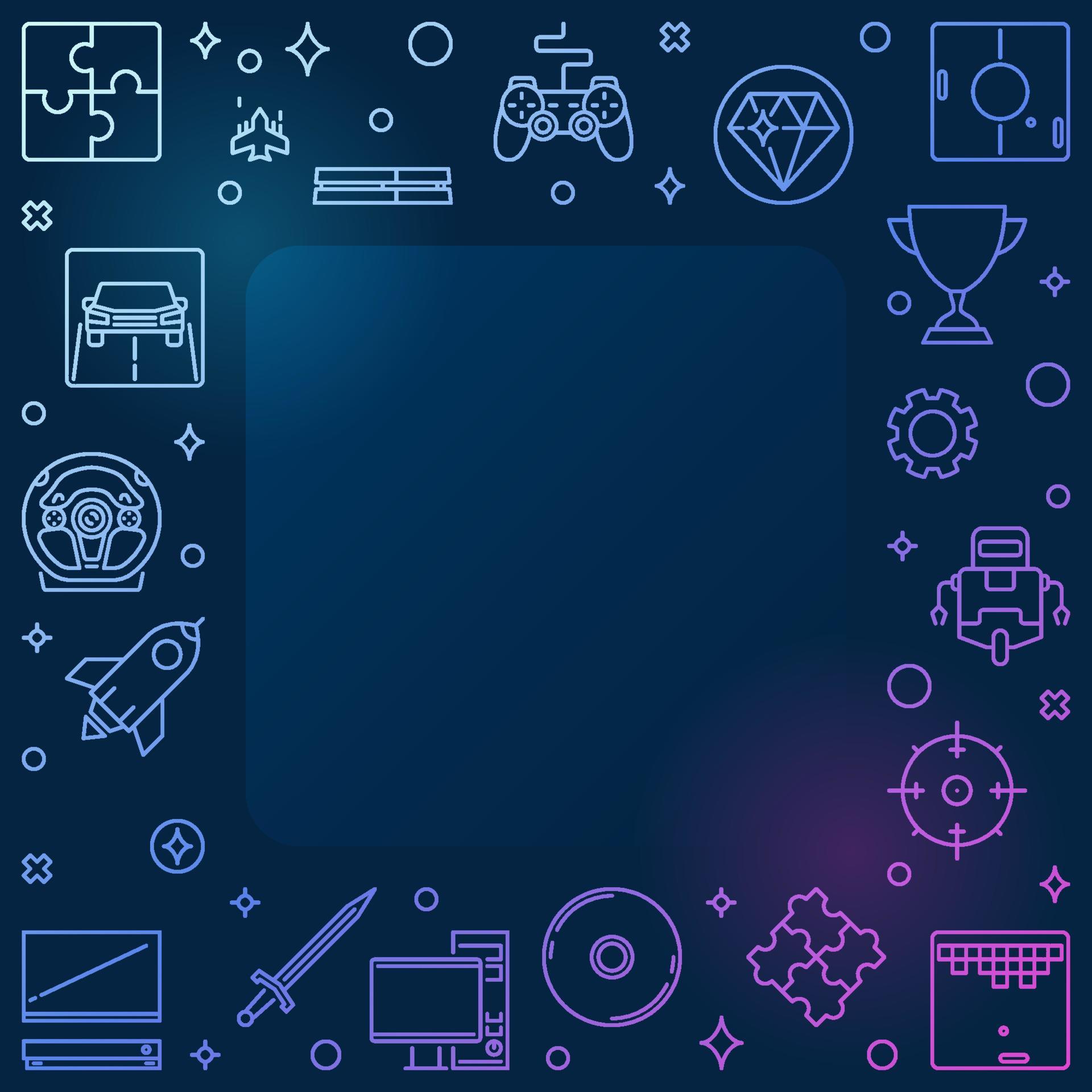 Games concept colorful outline frame vector Game illustration