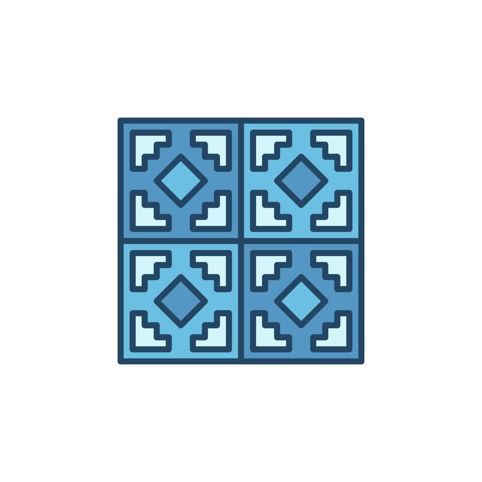 Ceramic Tile with Geometric Design vector blue icon