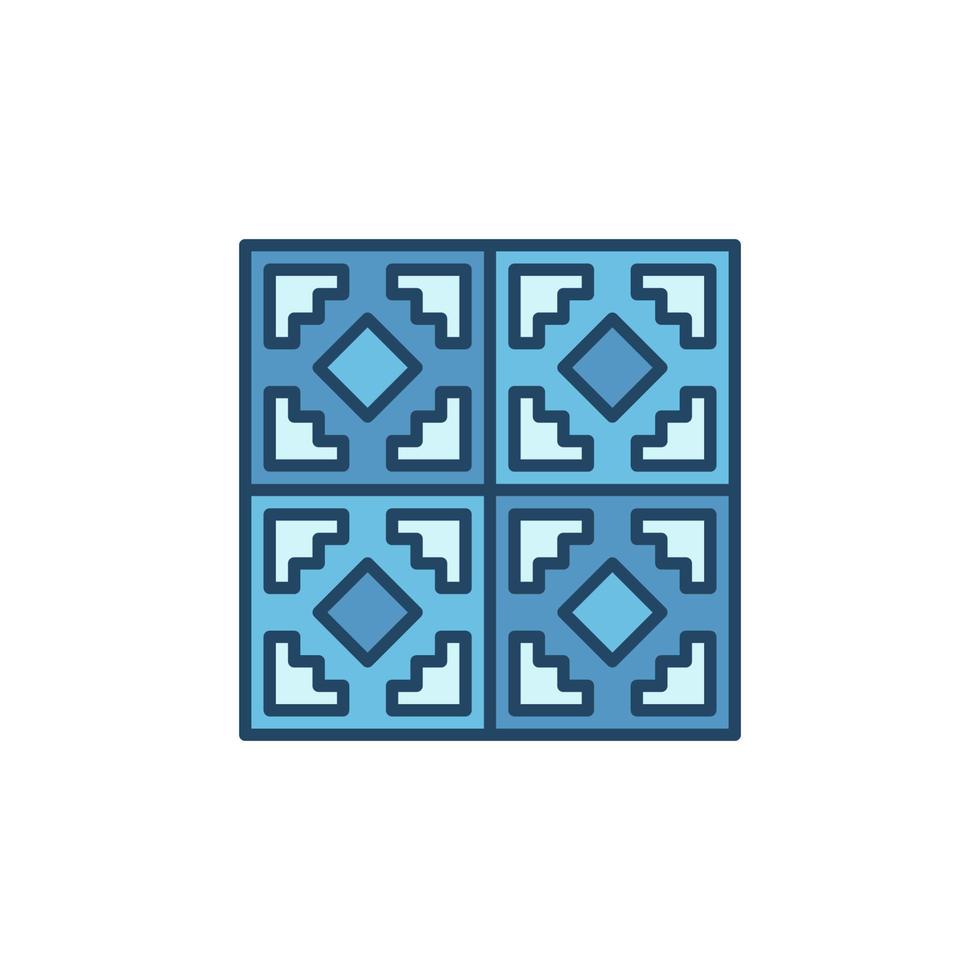 azulejo de cerámica con diseño geométrico vector icono azul