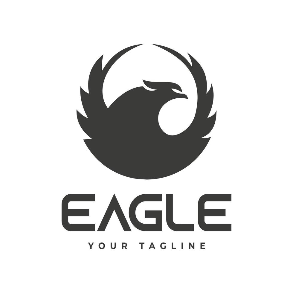 Eagle Rising Wings Logo Design Vector Template Circle Shape. Eagle logo design inspiration, symbol icon, template. can be used for companies