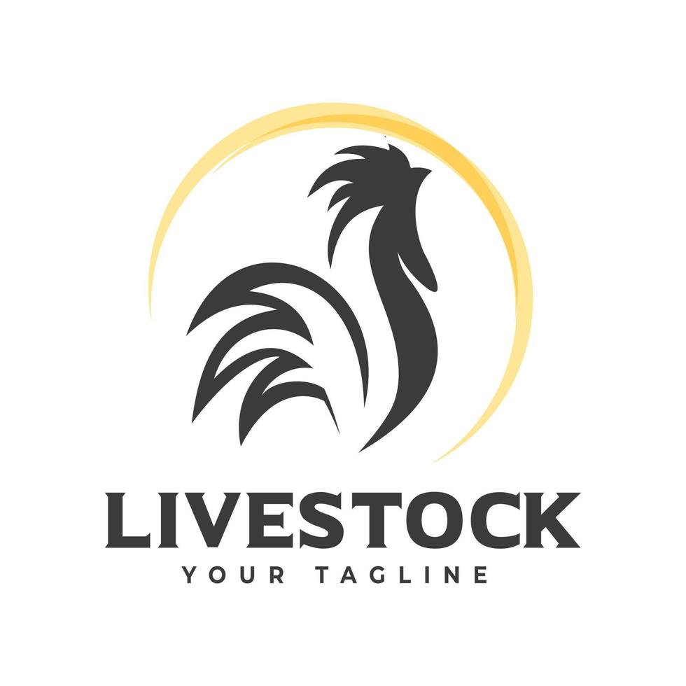 Elegant drawing art illustration of rooster isolated in retro style vector