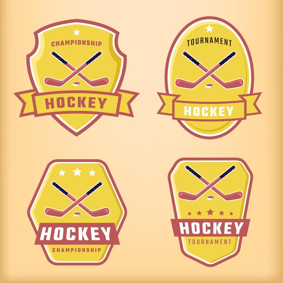 Cool hockey sports emblem collection vector