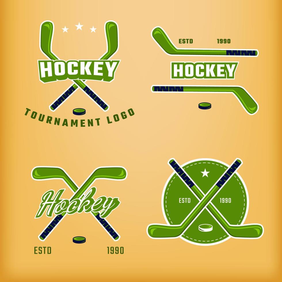 Hockey logo set template design vector