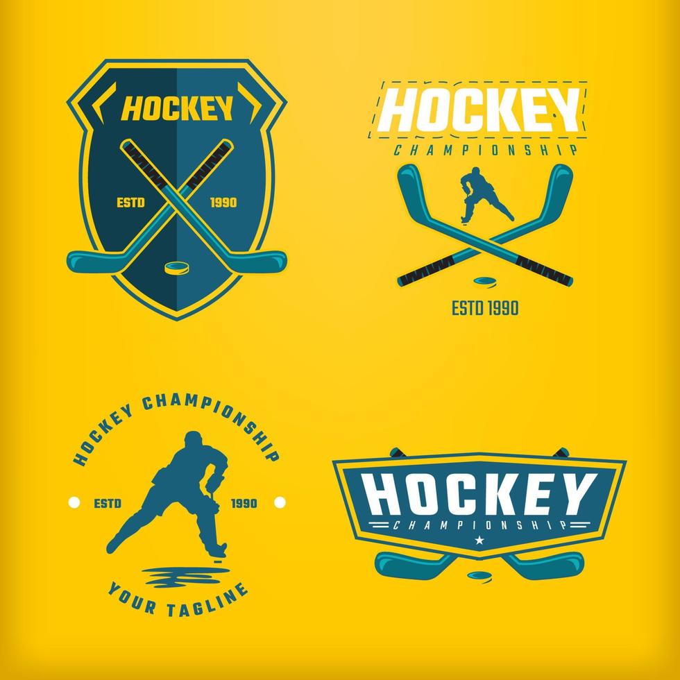 Professional hockey badge logo design icon set template vector