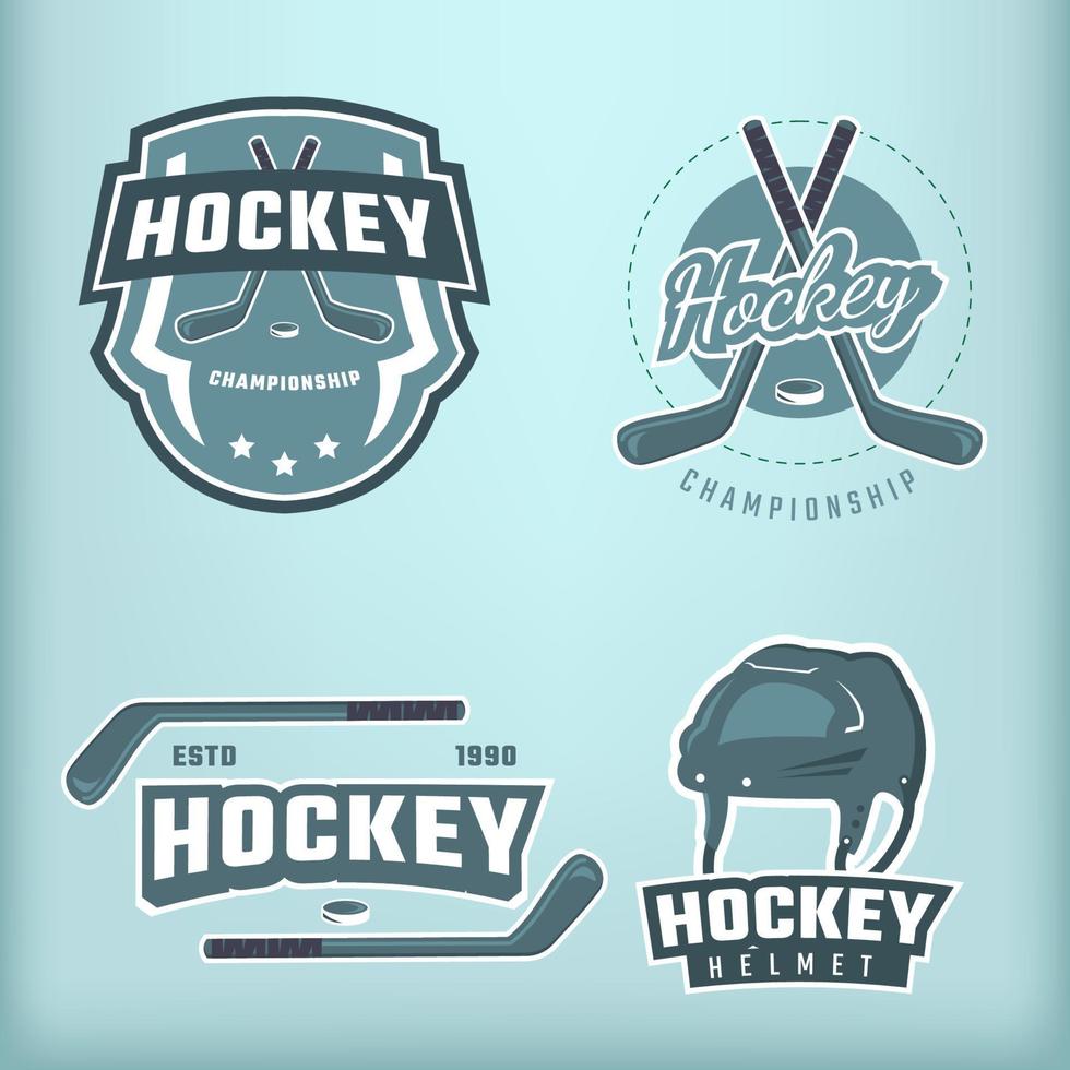 impresionante conjunto de logotipo y emblema de hockey sobre hielo vector