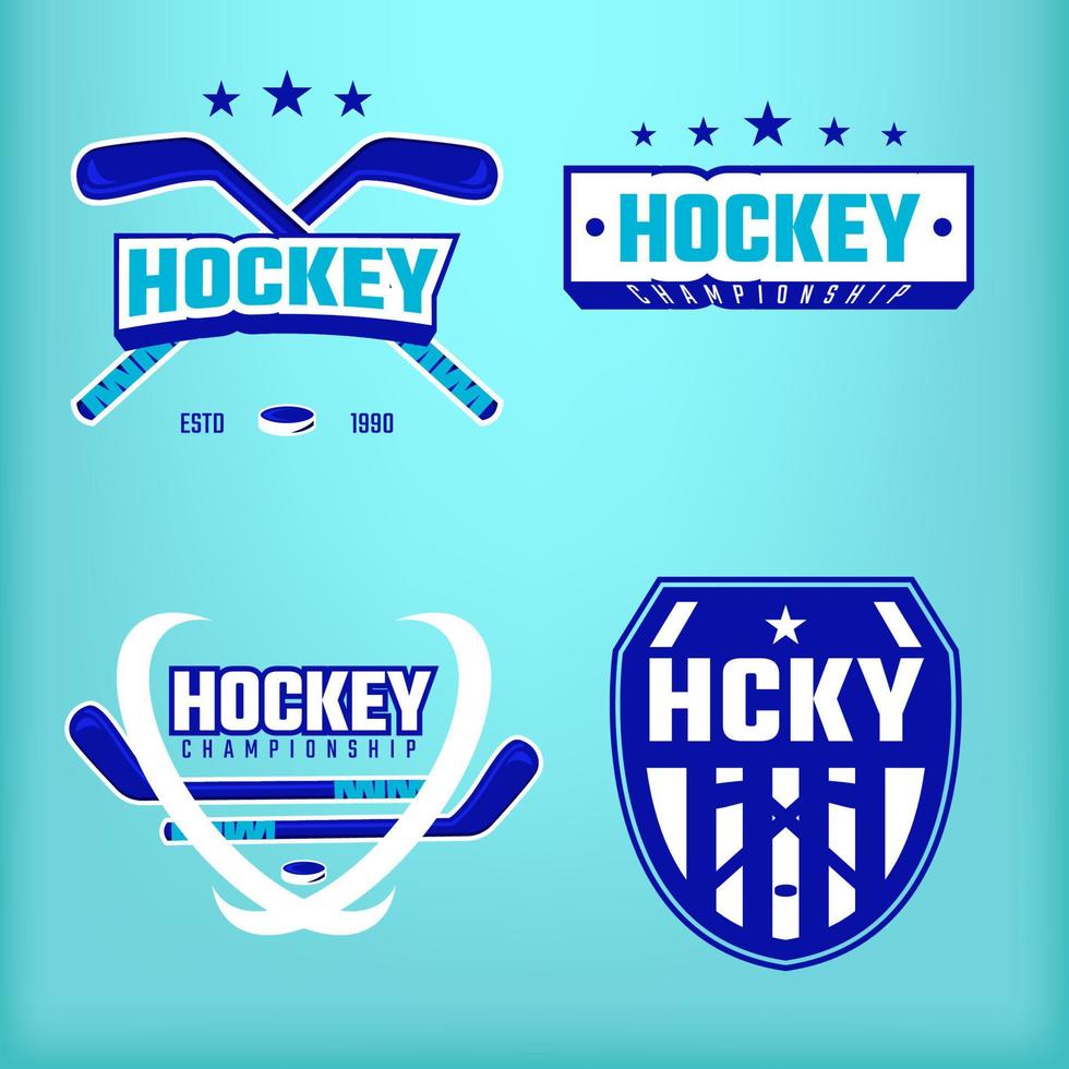 Modern professional hockey set logo vector